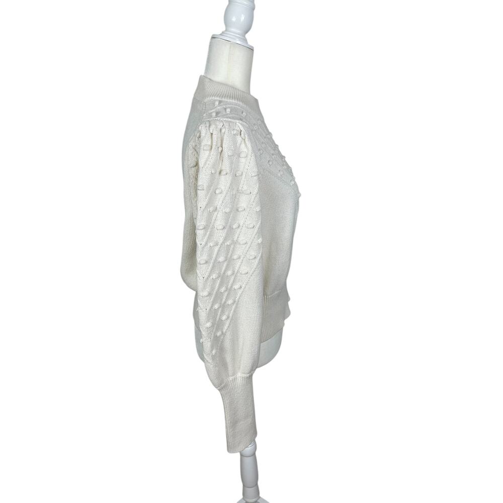 French Connection Cropped Bobble-Stitched Knit Sweater Cream Sz Large Cottage - Picture 6 of 13